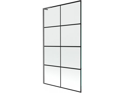 MEXEN/S - Next L vanová zástěna FIX 100 x 150 cm, černá vzor,  grafit kartáčovaná 895-100-000-03-77-66