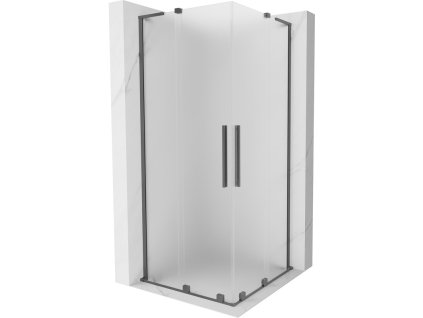 MEXEN/S - Velar L Duo sprchový kout, posuvné dveře 90 x 90 cm, dekor, grafit metal 871-090-090-02-33-95