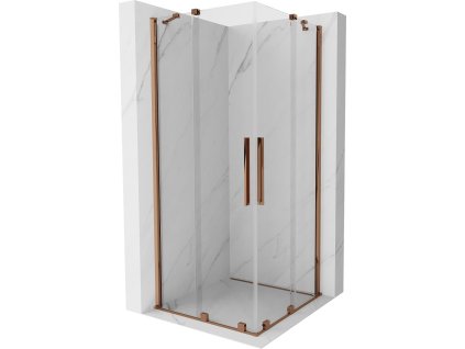 MEXEN/S - Velar Duo čtvercový sprchový kout 80 x 80, transparent, růžové zlato 871-080-080-02-60