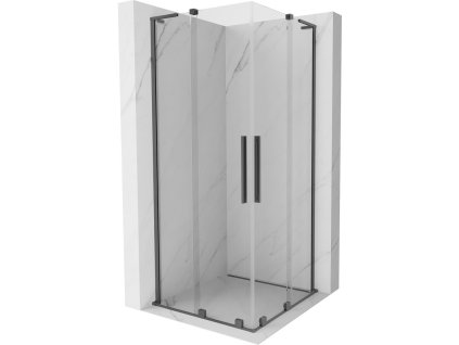 MEXEN/S - Velar L Duo sprchový kout, posuvné dveře 80 x 80 cm, transparent, grafit metal 871-080-080-02-03-95