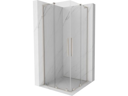 MEXEN/S - Velar L Duo sprchový kout, posuvné dveře 80 x 80 cm, transparent, nikl kartáčovaný 871-080-080-02-03-97