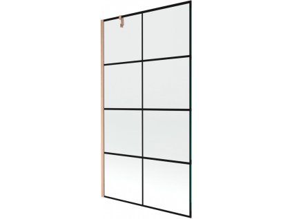 MEXEN/S - Next vanová zástěna FIX 100 x 150 cm, černá vzor, měď kartáčovaná - 895-100-000-00-70-77 895-100-000-00-77-65