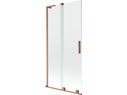 MEXEN/S - Velar L dvoukřídlá posuvná vanová zástěna 95 x 150 cm, transparent, měď kartáčovaná 896-095-003-01-65