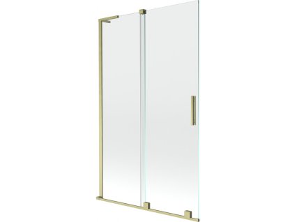 MEXEN/S - Velar L dvoukřídlá posuvná vanová zástěna 110 x 150, transparent, zlatá kartáčovaná 896-110-003-01-55