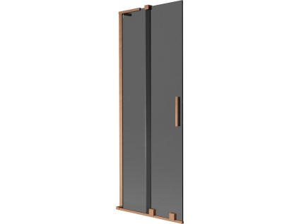 MEXEN/S - Velar L dvoukřídlá posuvná vanová zástěna 75 x 150 cm, grafit, měď kartáčovaná 896-075-003-41-65