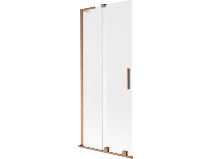 MEXEN/S - Velar L dvoukřídlá posuvná vanová zástěna 85 x 150 cm, dekor, měď kartáčovaná 896-085-003-31-65