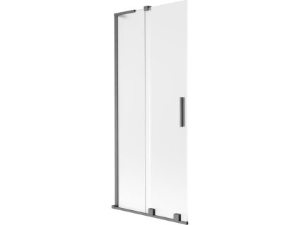 MEXEN/S - Velar L dvoukřídlá posuvná vanová zástěna 85 x 150 cm, dekor, grafit kartáčovaná 896-085-003-31-66