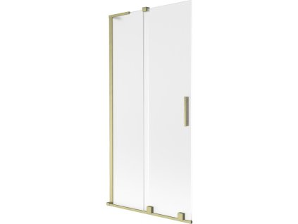 MEXEN/S - Velar L dvoukřídlá posuvná vanová zástěna 90 x 150 cm, dekor, zlatá kartáčovaná 896-090-003-31-55