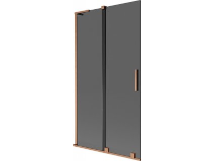 MEXEN/S - Velar L dvoukřídlá posuvná vanová zástěna 100 x 150, grafit, měď kartáčovaná 896-100-003-41-65