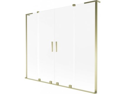 MEXEN/S - Velar L Duo dvoukřídlá posuvná vanová zástěna 170 x 150 cm, dekor, zlatá 896-170-003-32-50