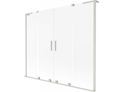 MEXEN/S - Velar L Duo dvoukřídlá posuvná vanová zástěna 170 x 150 cm, dekor, nikl kartáčovaný 896-170-003-32-97