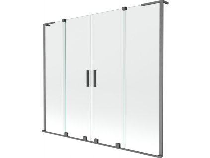 MEXEN/S - Velar L Duo dvoukřídlá posuvná vanová zástěna 180 x 150 cm, transparent, grafit kartáčovaná 896-180-003-02-66
