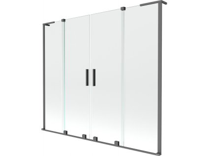 MEXEN/S - Velar L Duo dvoukřídlá posuvná vanová zástěna 180 x 150 cm, transparent, grafit metal 896-180-003-02-95