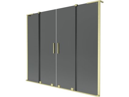 MEXEN/S - Velar L Duo dvoukřídlá posuvná vanová zástěna 200 x 150 cm, grafit, zlatá kartáčovaná 896-200-003-42-55