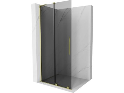 MEXEN/S - Velar L Sprchová zástěna posuvná Walk-in 90 x 200 cm, grafit 8 mm, zlato 871-090-003-43-50
