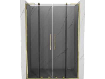 MEXEN/S - Velar L Duo posuvné sprchové dveře 140 cm, grafit, zlatá 871-140-003-42-50