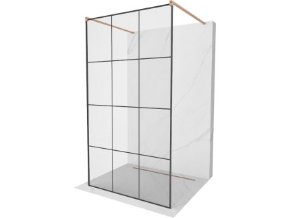 MEXEN/S - Kioto samostatně stojící sprchová zástěna 110 x 200, černý vzor 8 mm, měď kartáčovaná 800-110-002-65-77