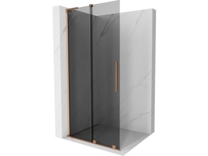 MEXEN/S - Velar L Sprchová zástěna posuvná Walk-in 100 x 200 cm, grafit 8 mm, měď kartáčovaná 871-100-003-43-65