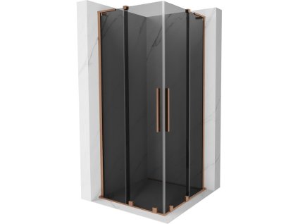 MEXEN/S - Velar L Duo sprchový kout, posuvné dveře 100 x 100 cm, grafit, měď kartáčovaná 871-100-100-02-43-65