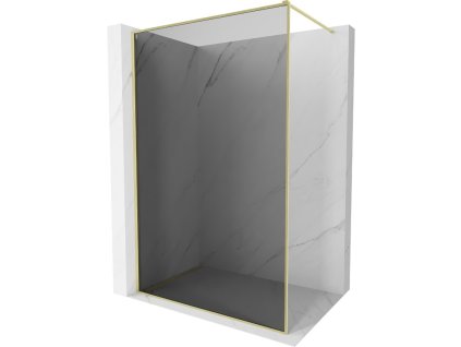 MEXEN/S - Kioto-F Sprchová zástěna WALK-IN s rámem 90 x 202 cm, grafit 8 mm, zlato kartáčovaná 800-090-104-55-40
