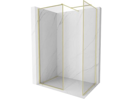 MEXEN/S - Kioto-F Sprchová zástěna WALK-IN s rámem 90 x 80 cm, transparent 8 mm, zlato kartáčovaná 800-090-202-04-55-080