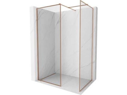 MEXEN/S - Kioto-XF Sprchová zástěna WALK-IN s rámem 160x110 cm, transparent 10 mm, měď kartáčovaná 800-160-202-04-65-110-XF