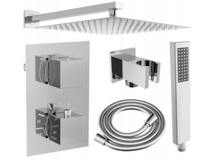 MEXEN/S - Cube DR02 podomítkový sprchový SET + slim sprcha 30 cm, chrom 77502DR0230-00
