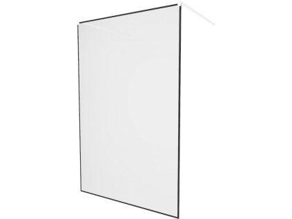MEXEN/S - KIOTO samostatně stojící sprchová zástěna 100 x 200, transparent/černý vzor 8 mm, bílá 800-100-002-20-70