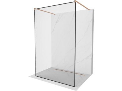 MEXEN/S - Kioto samostatně stojící sprchová zástěna 100 x 200, černý vzor 8 mm, měď kartáčovaná 800-100-002-65-70