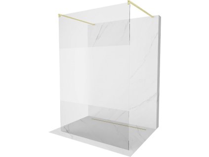 MEXEN/S - Kioto samostatně stojící sprchová zástěna 100 x 200, transparent/dekor 8 mm, zlatá kartáčovaná 800-100-002-55-35