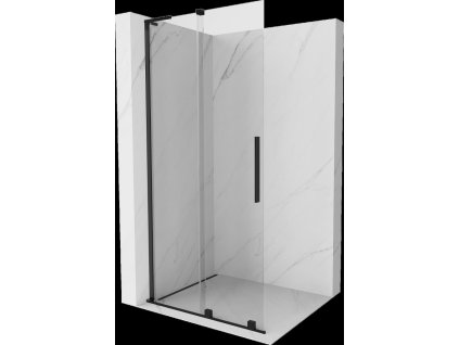 MEXEN/S - Velar L Sprchová zástěna posuvná Walk-in 110 x 200 cm, transparent 8 mm, černá 871-110-003-03-70