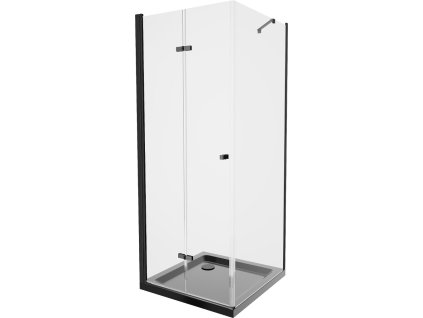 MEXEN/S - Lima sprchový kout zalamovací dveře 90 x 90, transparent, černý + Flat černá vanička se sifonem 856-090-090-70-00-4070B