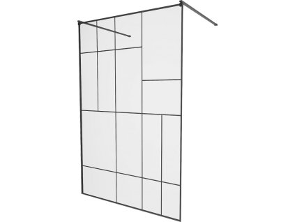 MEXEN/S - KIOTO samostatně stojící sprchová zástěna 110 x 200, transparent/černá vzor 8 mm, černá 800-110-002-70-78