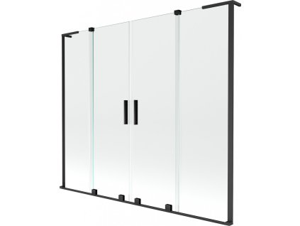 MEXEN/S - Velar L Duo dvoukřídlá posuvná vanová zástěna 170 x 150 cm, transparent, černá 896-170-003-02-70