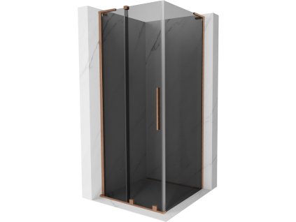 MEXEN/S - Velar L sprchový kout, posuvné dveře 120 x 120 cm, grafit, měď kartáčovaná - 871-120-120-33-65 871-120-120-43-65