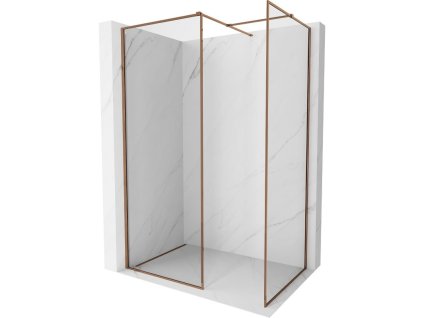 MEXEN/S - Kioto-F Sprchová zástěna WALK-IN s rámem 180 x 100 cm, transparent 8 mm, růžové zlato 800-180-202-04-60-100