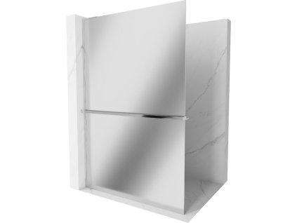 MEXEN/S - Kioto+ L Sprchová zástěna WALK-IN s poličkou a držákem ručníků 90 x 200 cm, zrcadlová, chrom 800-090-123-01-50
