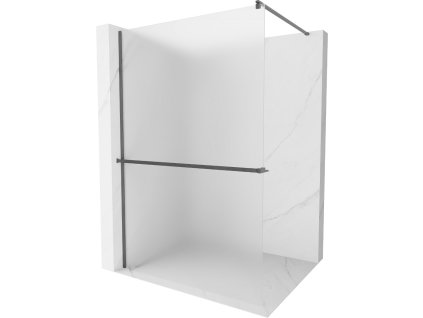 MEXEN/S - Kioto+ Sprchová zástěna s poličkou WALK-IN 70 x 200 cm, dekor, grafit kartáčovaná 800-070-121-66-30