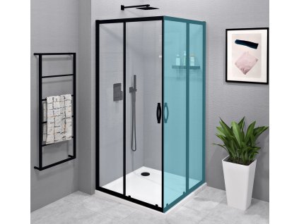 SIGMA SIMPLY BLACK sprchové dvere posuvné pre rohový vstup 900 mm, číre sklo