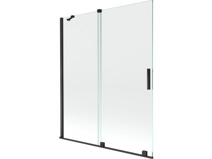 MEXEN/S - Velar Dvoukřídlá posuvná vanová zástěna 140 x 150 cm, transparent, černá 896-140-000-01-70