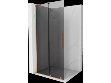MEXEN/S - Velar L Sprchová zástěna posuvná Walk-in 110 x 200 cm, grafit 8 mm, měď kartáčovaná 871-110-003-43-65