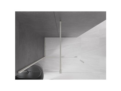 MEXEN/S - Velar Sprchová zástěna posuvná Walk-in 140 x 200 cm, transparent 8 mm, nikl kartáčovaný 871-140-000-03-97