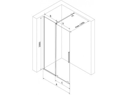 MEXEN/S - Velar Sprchová zástěna posuvná Walk-in 150 x 200 cm, transparent 8 mm, nikl kartáčovaný 871-150-000-03-97