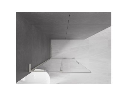MEXEN/S - Velar L Sprchová zástěna posuvná Walk-in 110 x 200 cm, transparent 8 mm, nikl kartáčovaný 871-110-003-03-97