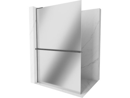 MEXEN/S - Kioto+ L Sprchová zástěna WALK-IN s poličkou a držákem ručníků 90 x 200 cm, zrcadlová, grafit kartáčovaná 800-090-123-66-50