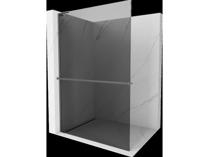 MEXEN/S - Kioto+ L Sprchová zástěna WALK-IN s poličkou a držákem ručníků 100 x 200 cm, grafit, grafit metal 800-100-123-95-40