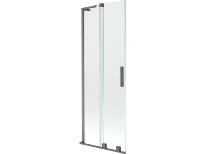 MEXEN/S - Velar L dvoukřídlá posuvná vanová zástěna 75 x 150 cm, transparent, grafit metal 896-075-003-01-95