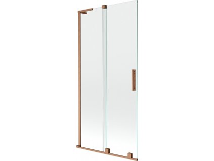 MEXEN/S - Velar L dvoukřídlá posuvná vanová zástěna 90 x 150 cm, transparent, měď kartáčovaná 896-090-003-01-65