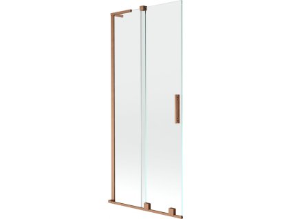 MEXEN/S - Velar L dvoukřídlá posuvná vanová zástěna 85 x 150 cm, transparent, měď kartáčovaná 896-085-003-01-65