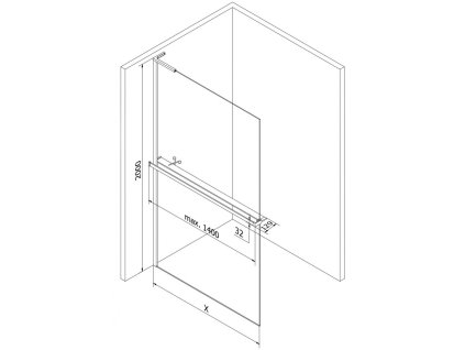 MEXEN/S - Kioto+ L Sprchová zástěna WALK-IN s poličkou a držákem ručníků 90 x 200 cm, transparent/dekor, chrom 800-090-123-01-35
